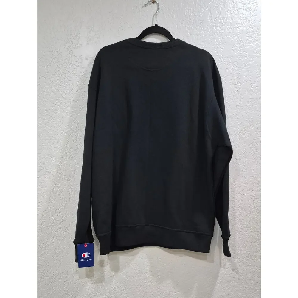 Champion Black Crewneck Sweatshirt Men's XL NWT Sleeve Logo Athleisure